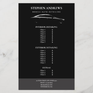 Auto Detailing Schoonmaken Auto Reparatie Prijslij Flyer