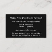 Auto Detailing Services Afsprakenkaartje (Achterkant)