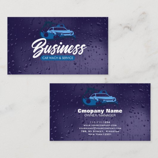 Auto Detailing Services Car Wash Water Drop Visitekaartje (Voorkant / Achterkant)