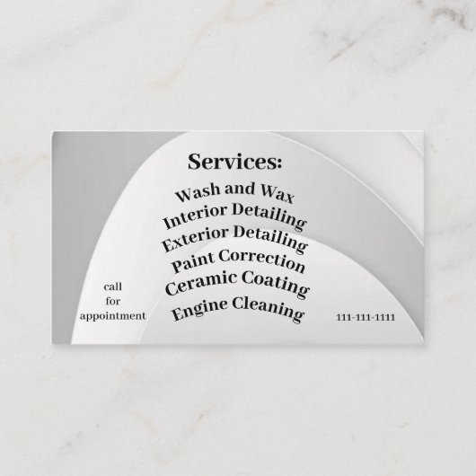 Auto Detailing Shop 3,5" x 2,0" Visitekaartje (Achterkant)