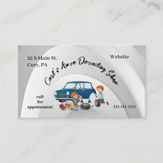 Auto Detailing Shop 3,5" x 2,0" Visitekaartje (Voorkant)
