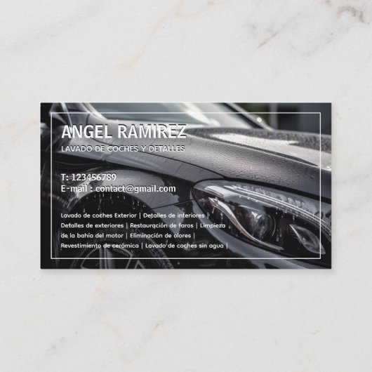 Auto Detailing Tweetalig Spaans Visitekaartje (Achterkant)