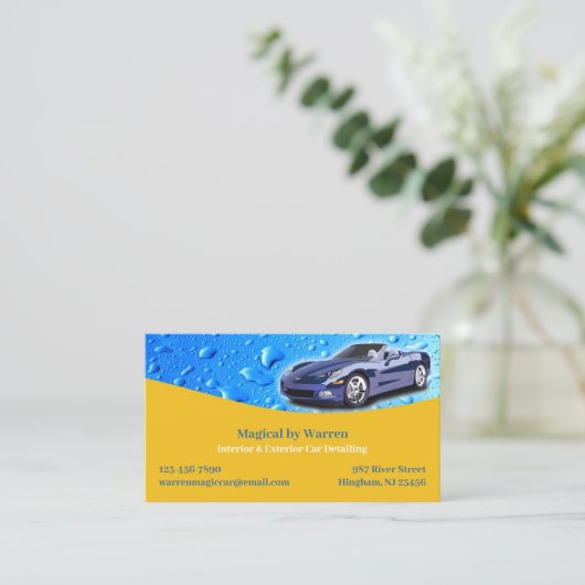 Auto Detailing Water Drops Visitekaartje (Staand voorkant)