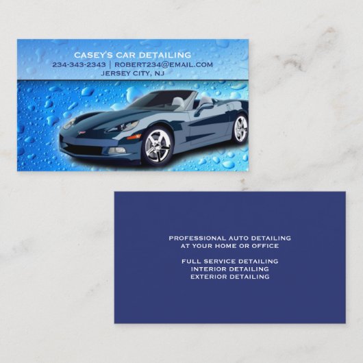 Auto Detailing Water Drops Visitekaartje (Voorkant / Achterkant)