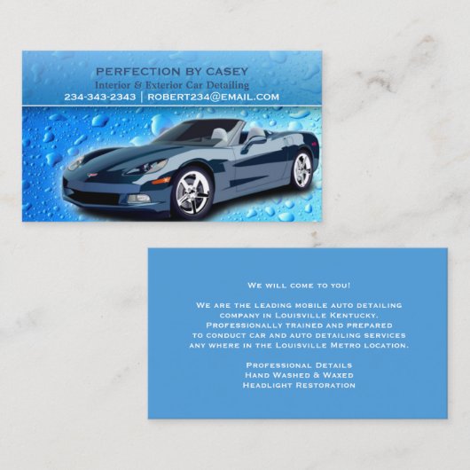 Auto Detailing Water Drops Visitekaartje (Voorkant / Achterkant)