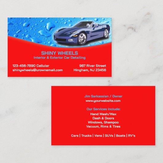 Auto Detailing Water Drops Visitekaartje (Voorkant / Achterkant)