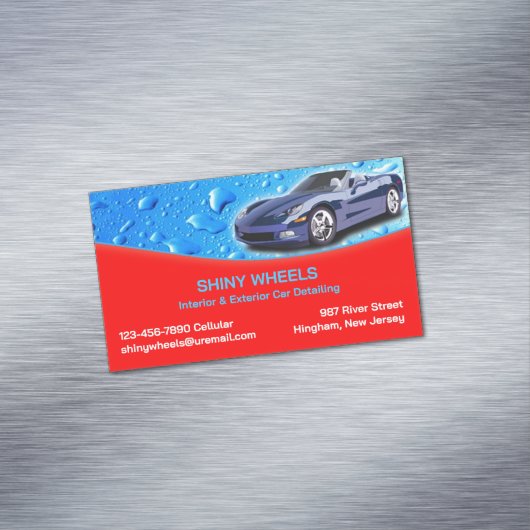 Auto-detailing waterdruppels magnetisch visitekaartje (Voorbeeld)