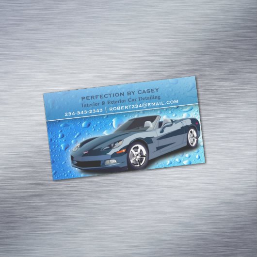 Auto-detailing waterdruppels magnetisch visitekaartje (Voorbeeld)