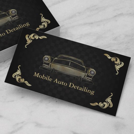 Auto Detailing  Zwart Goud Deco Retro Visitekaartje