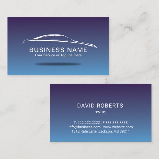 Auto-detailleert autoreparatie Elegant Blue Visitekaartje (Voorkant / Achterkant)