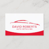 Auto-detailleert Wash Automobielrood en wit Visitekaartje (Voorkant)