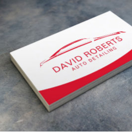 Auto-detailleert Wash Automobielrood en wit Visitekaartje