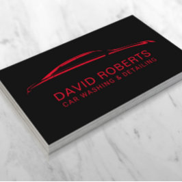 Auto-detailleert Wash Automobielzwart & rood Visitekaartje