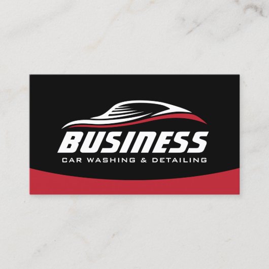 Auto-detailleert zwarte rode auto voor reparatie v visitekaartje (Voorkant)
