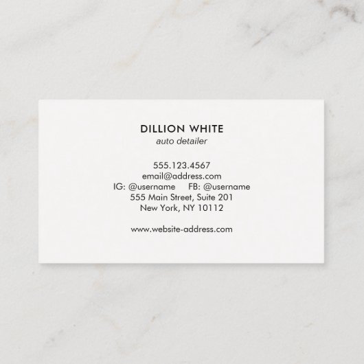 Auto detaillering, auto wassen automobiel visitekaartje (Achterkant)