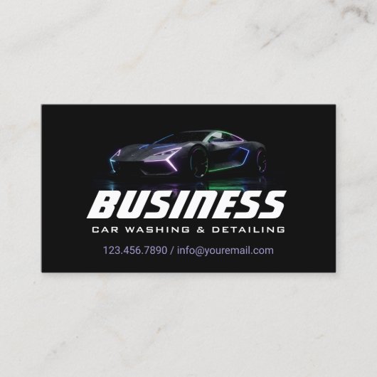 Auto detaillering Moderne zwarte auto wassen Visitekaartje (Voorkant)