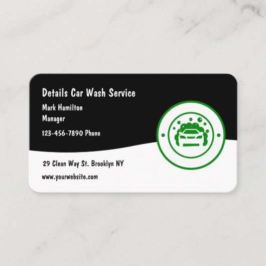 Auto-details en autowas visitekaartje (Voorkant)