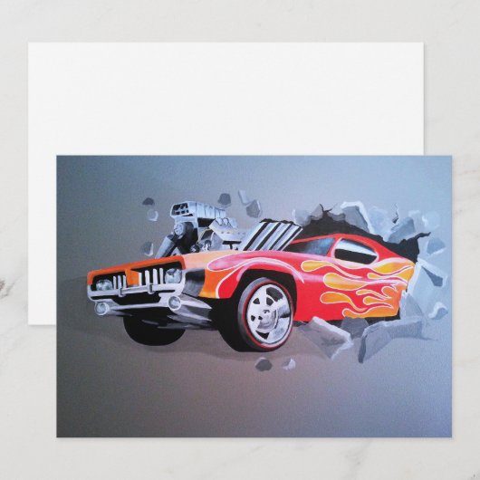 Auto die door de muur kruipt kaart (Voorkant / Achterkant)