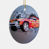 Auto die door de muur kruipt keramisch ornament (Rechts)