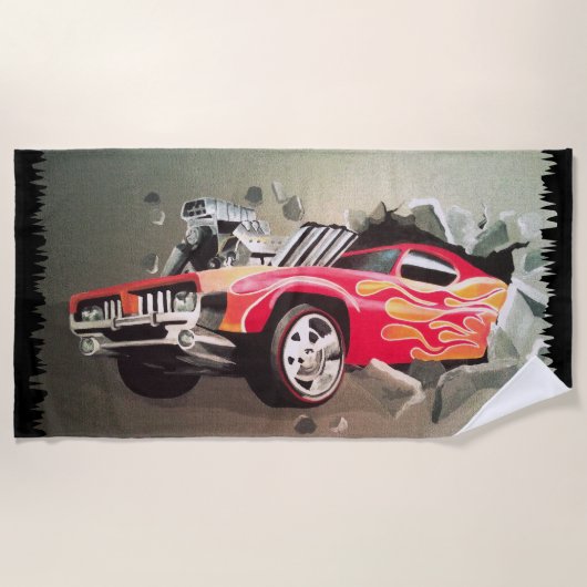 Auto die door de muur kruipt strandlaken (Voorkant)