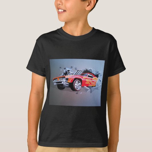 Auto die door de muur kruipt t-shirt (Voorkant)