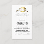 Auto Diensten | Goud Metaal | Sportwagen Visitekaartje (Achterkant)