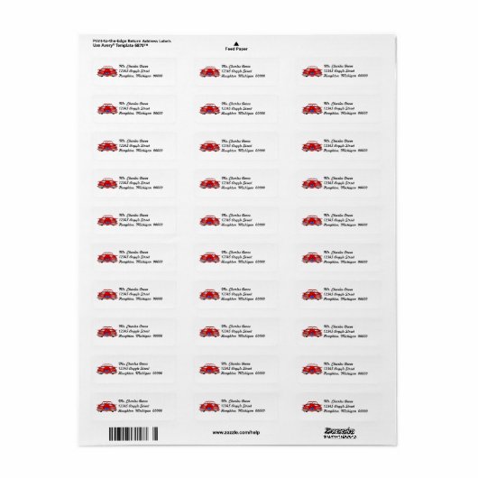  Auto Distinct Tailfin Return Address Label (Full Sheet)