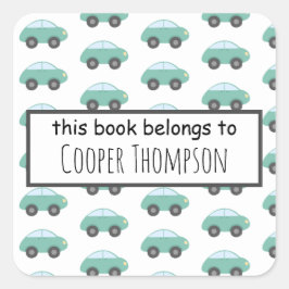 Auto dit boek is van kinderen boekplaat vierkante sticker