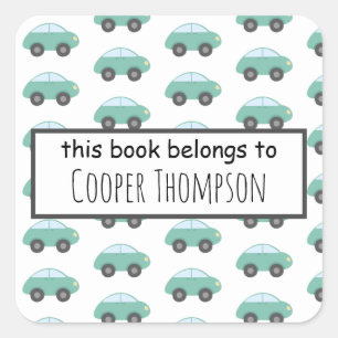 Auto dit boek is van kinderen boekplaat vierkante sticker