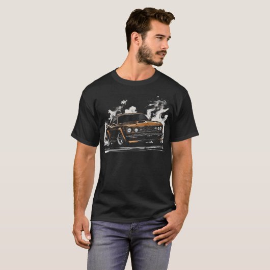 Auto Drifting Illustratie T-shirt (Voorkant volledig)