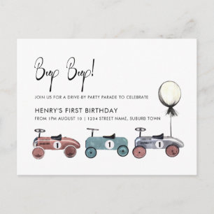 Auto Drive by Quarantine 1st Birthday Parade Party Briefkaart