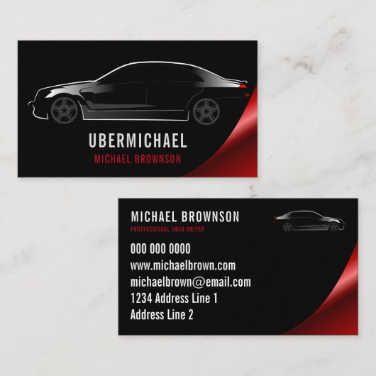 Auto driver Black Red Auto Repair Kantoor Visitekaartje (Voorkant / Achterkant)