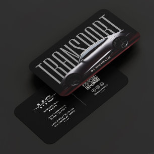 Auto Driver Transport Chauffeur Modern Zwart Grijs Visitekaartje