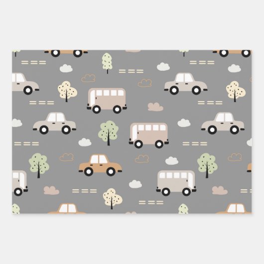 Auto en Bus Patroon Inpakpapier Vel (Voorkant 3)
