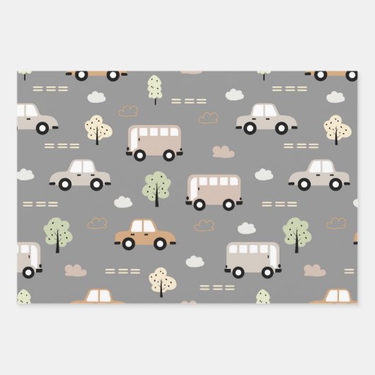Auto en Bus Patroon Inpakpapier Vel (Voorkant)