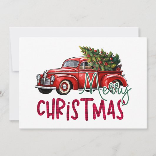 auto en kerstboom feestdagenkaart (Voorkant)