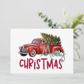 auto en kerstboom feestdagenkaart (Staand voorkant)