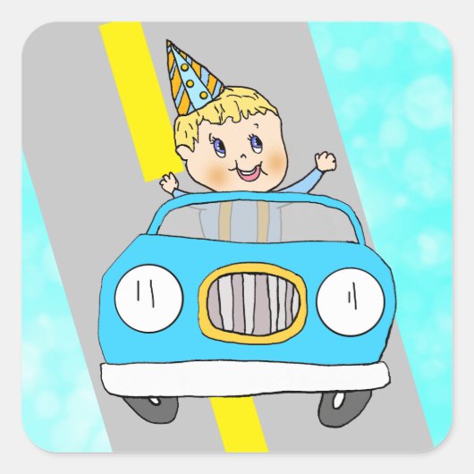 Auto en Little Boy stickers (Voorkant)