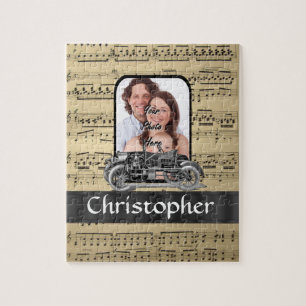 auto en muziekblad legpuzzel