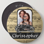 auto en muziekblad ronde button 6,0 cm (Voorkant /achterkant)