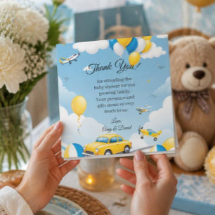 Auto- en Vliegtuig Baby Shower Bedankt