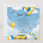 Auto- en Vliegtuig Baby Shower Bedankt (Voorkant)