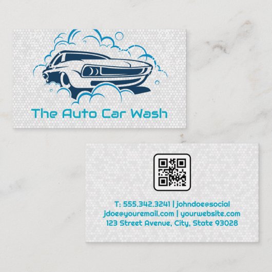 Auto en zeepbellen | Auto wassen  Visitekaartje (Voorkant / Achterkant)