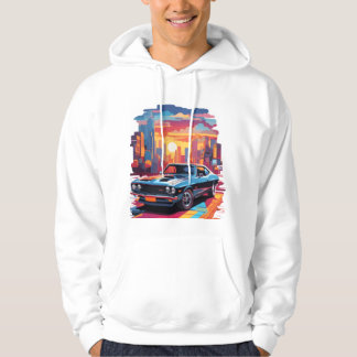 Auto en zon worden wakker in de stad hoodie