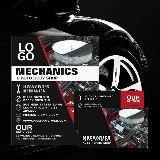 Auto-engine, automatische mechanische reparatie en flyer