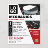 Auto-engine, automatische mechanische reparatie en flyer (Voorkant)