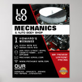 Auto-engine, automatische mechanische reparatie en poster (Voorkant)