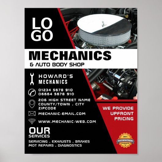 Auto-engine, automatische mechanische reparatie en poster (Voorkant)