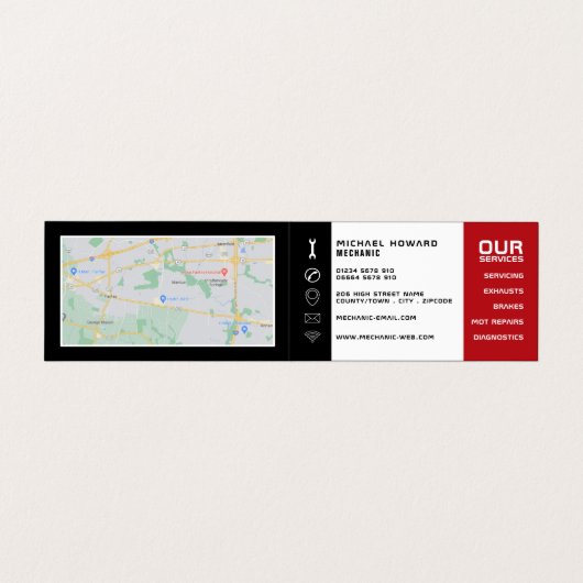 Auto-engine, automatische mechanisme en reparaties visitekaartje (Binnenkant ongevouwen)