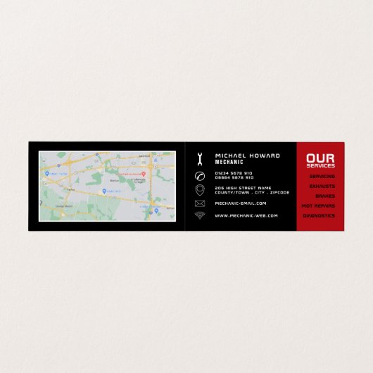 Auto-engine, automatische mechanisme en reparaties visitekaartje (Binnenkant ongevouwen)